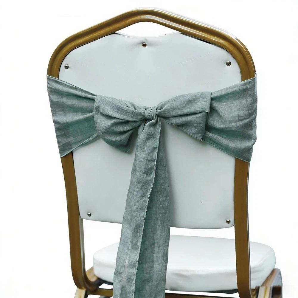 2Pcs Designed Decor Rustic Chair Sashes Cheesecloth Tulle Overlock Chair Ties Non-slip 11 Colors Chair Cover Wedding Decoration