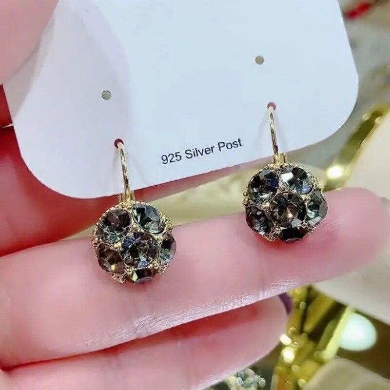 Fashion Vintage Mermaid Pearl Flower Hoop Earrings for Women Elegant Shiny Zircon Drop Dangle Earring Wedding Jewelry Gifts