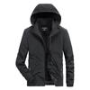 New Men's Fleece Thickened Elastic Jacket Hooded Multi-bag Windproof Breathable Loose Casual Jacket