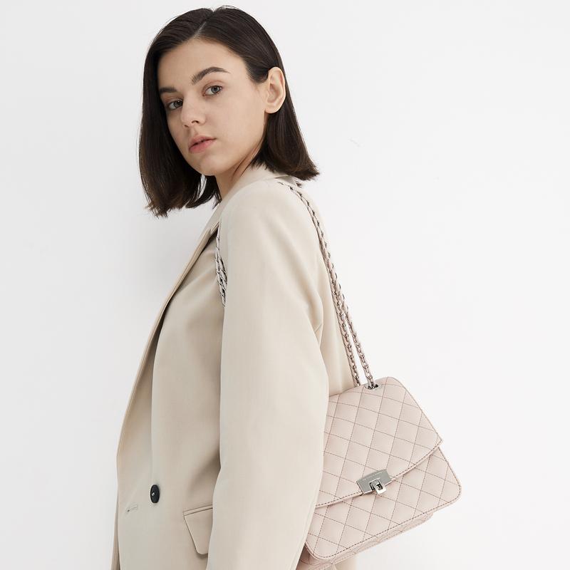 Charles & Keith Reconstructed Metal Chain Quilted Versatile Medium Shoulder Bag Women Shoulder Bag Multiple-Colors CK2-70781538-2