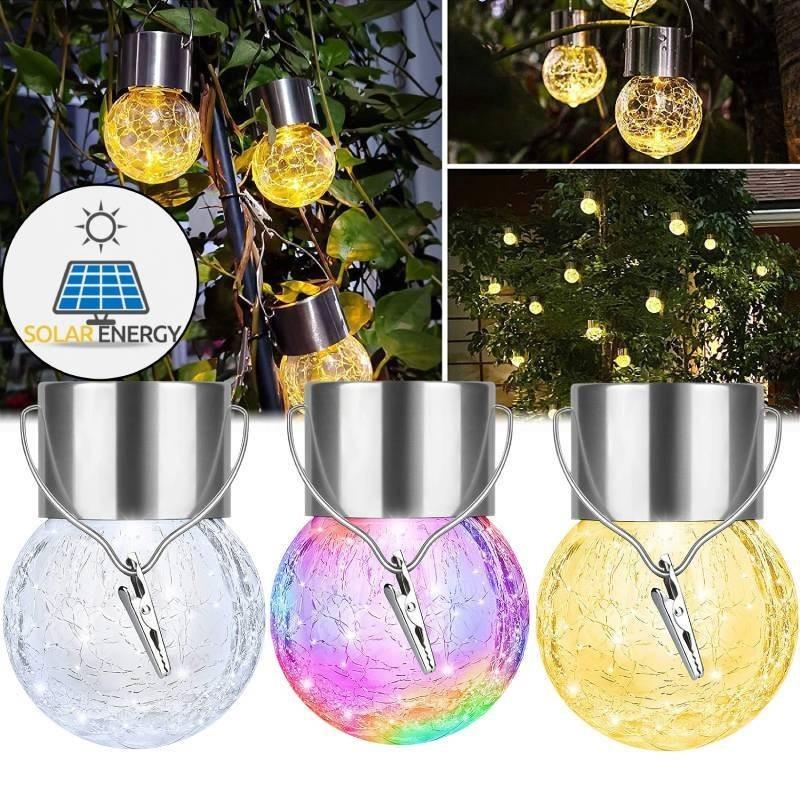 European Style Solar Glass Ball Led String Light Outdoor Crackle Ball Garden Decor Ip65