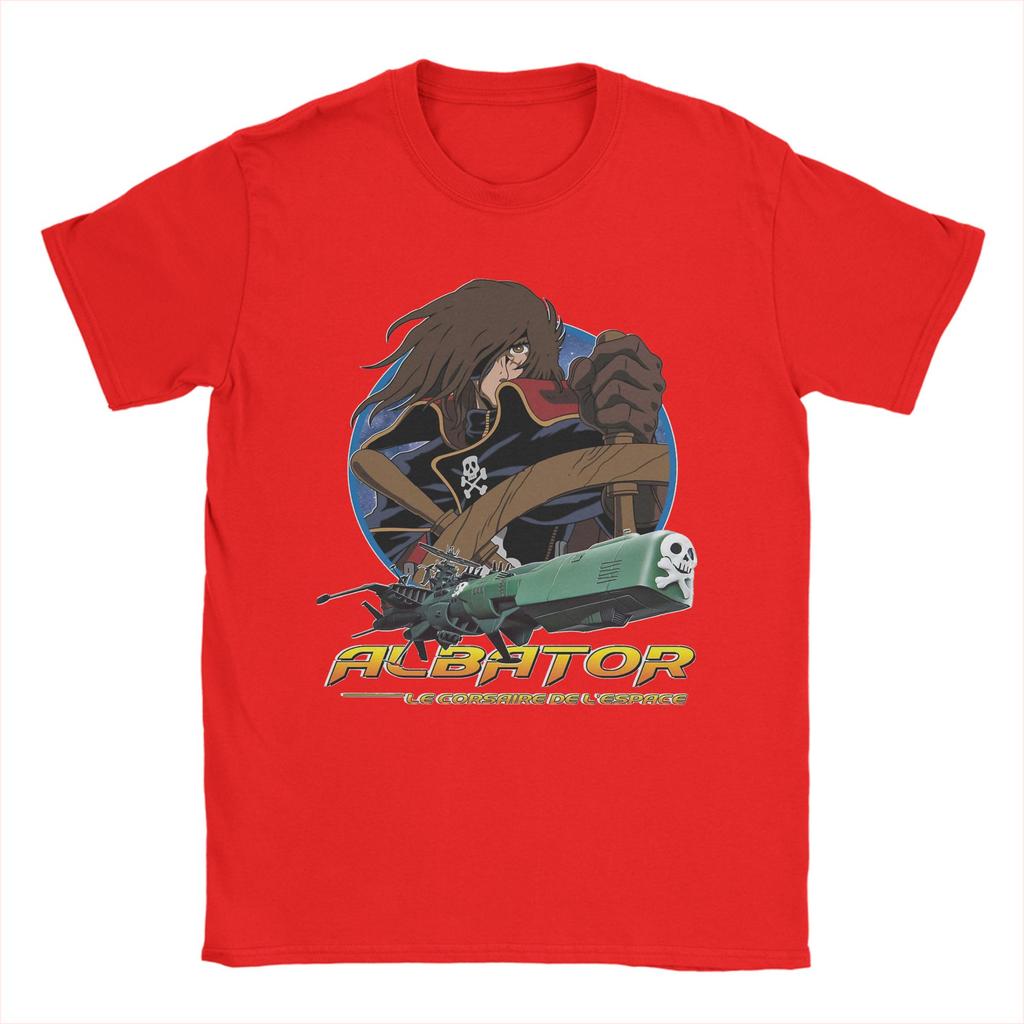 Space Pirate Captain Harlock Albator T Shirt Men's Pure Cotton Vintage T-Shirt O Neck Tee Shirt Short Sleeve Tops Gift Idea