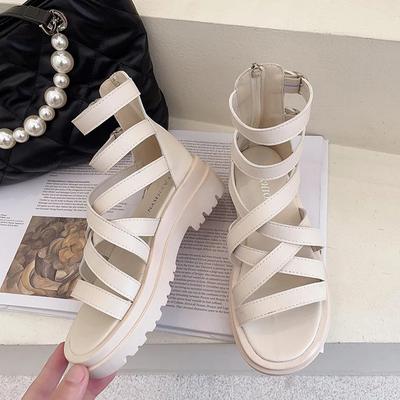 Женские сандалии весна-лето дамы высокие сетчатые красные низкие каблуки римские крутые ботинки женские дикие повседневные пляжные сандалии женские