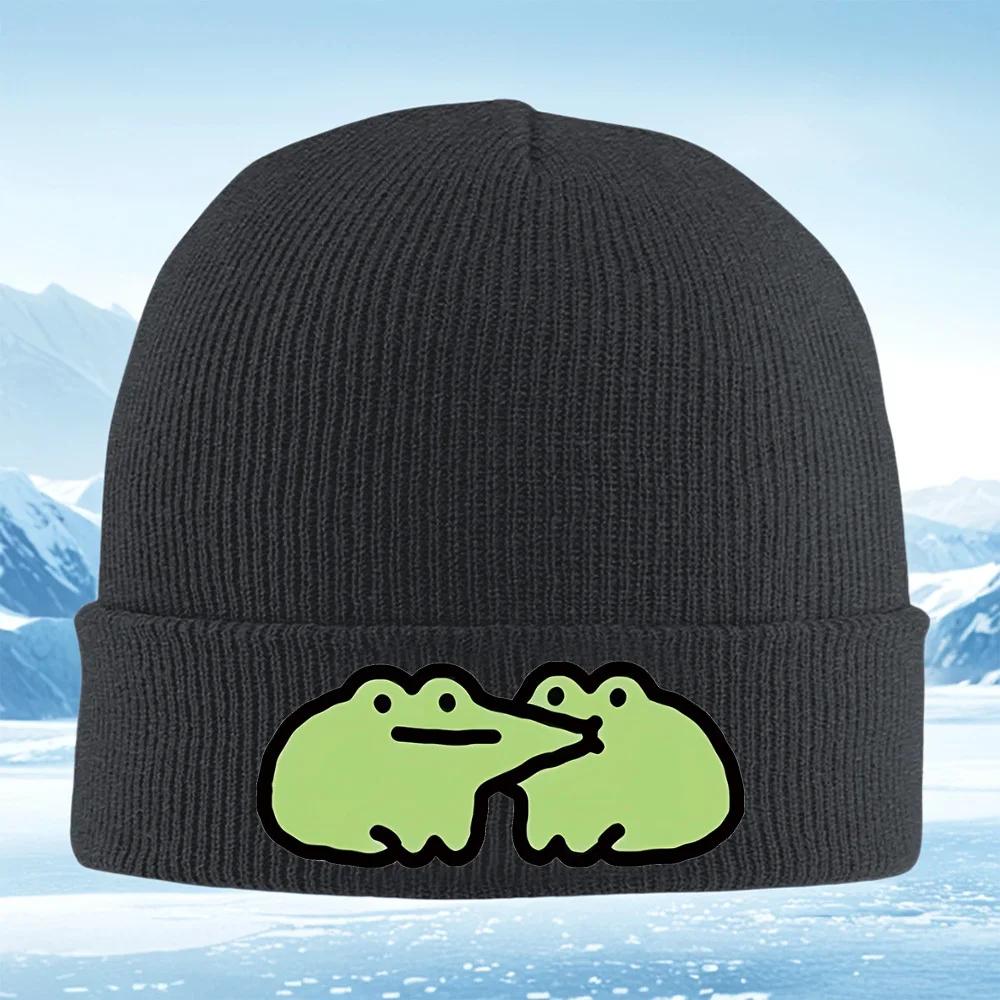 Two Frogs Kissing Each Other Unisex Women Unisex Knitted Hat Beanie Pullover Cap Winter Thermal Warm Christmas Outdoor Cycling Hiki