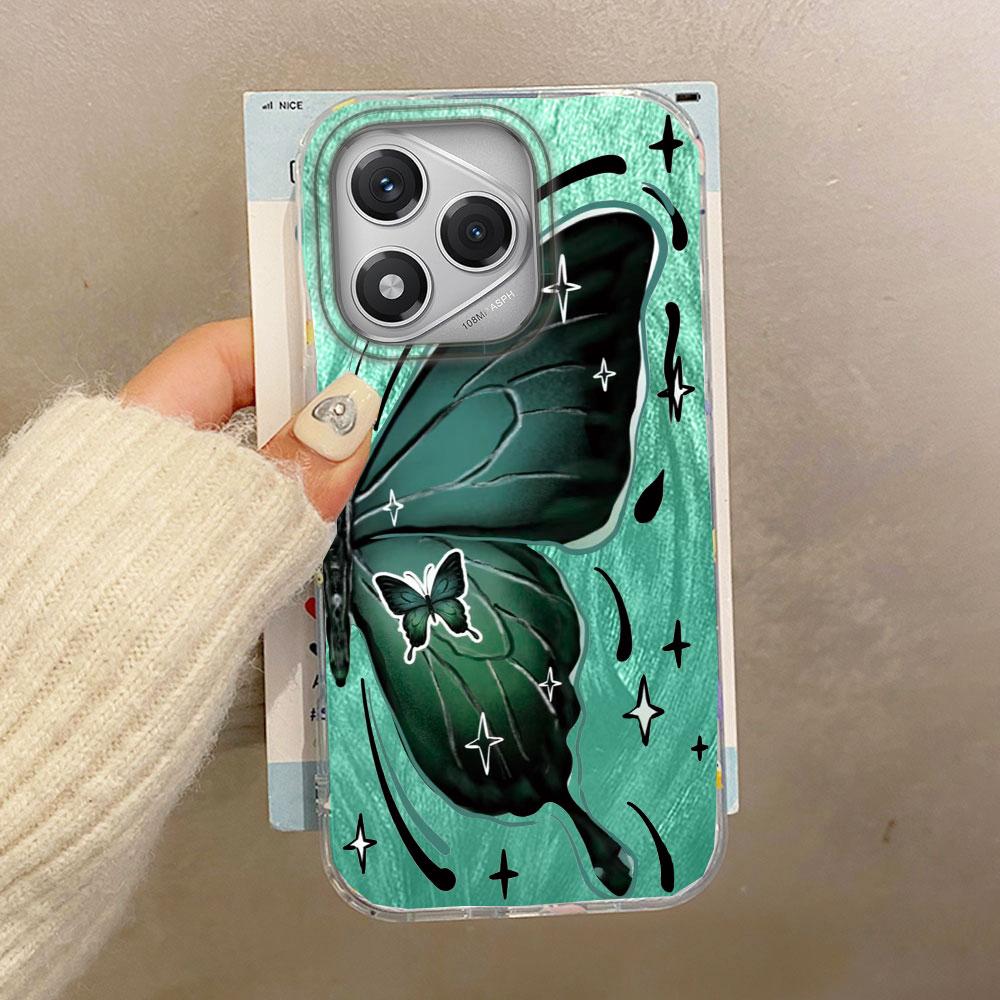 Luxury Laser Silver Butterfly Texture Phone Case for Honor 400 200 Pro Magic 7 Lite X9a X9b X9c X8b X8c X8a Shell Silicone Cover