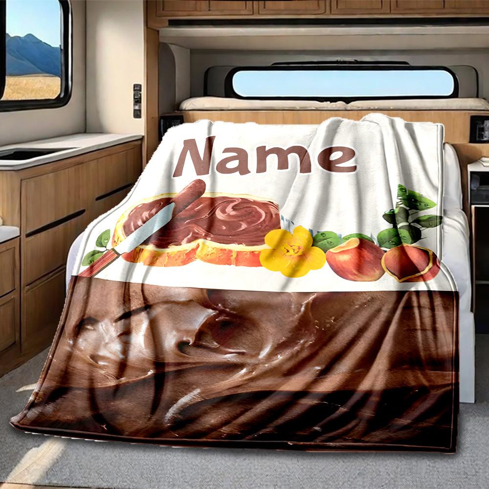 Chocolate Spread Customize Your Name Rv Blanket Comfortable Soft Lightweight Perfect For Travel Camping Picnics Sofas Rvs Bedding Living Rooms Gifts