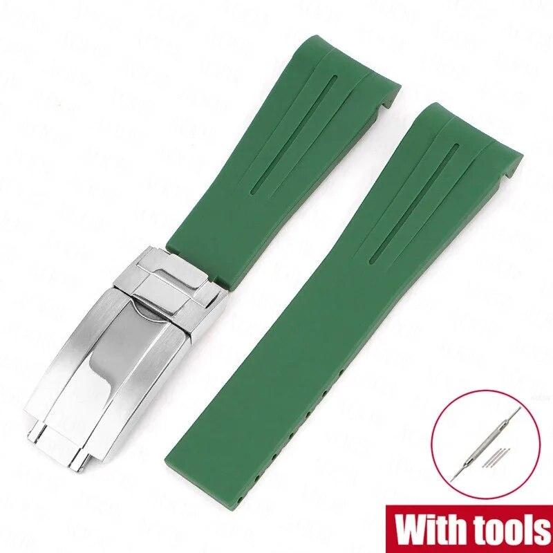Резиновый ремешок для часов, подходит для Omega x Swatch Moonswatch, 20 мм, складная пряжка из нержавеющей стали для мужчин и женщин, изогнутый сменный ремешок для Rolex