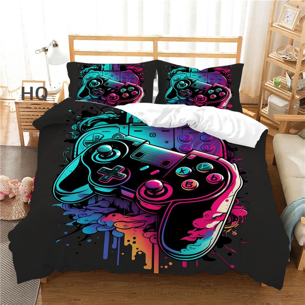 Комплект постельного белья с 3D-плеером, игровая ручка, пододеяльник, наволочка, 2/3 шт., подходит для любителей игр, для мальчиков, для мужчин, для комнаты, на молнии, украшение для дома
