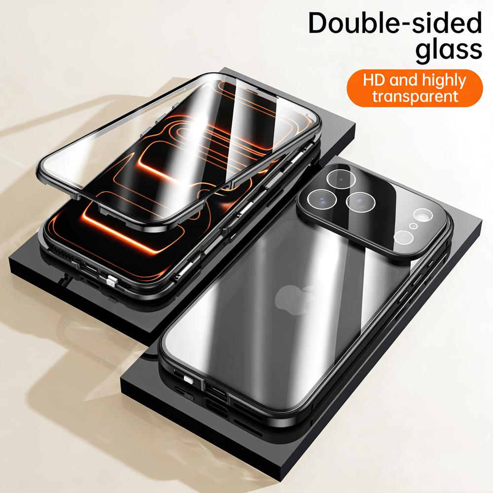 360 Металлический чехол с магнитной адсорбцией для Samsung Galaxy S26 S25 S24 S23 S22 Ultra Plus Полная защита объектива Двустороннее стеклянное чехол-бампер для телефона
