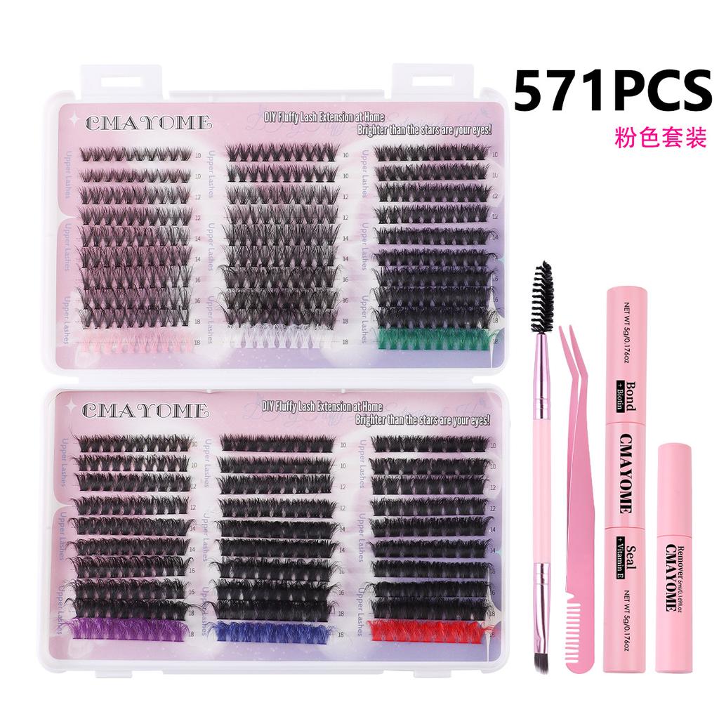 Накладные ресницы DIY, одиночные пучки, книга ресниц, 571 пучок, смешанная модель, с набором инструментов и клеем для ресниц