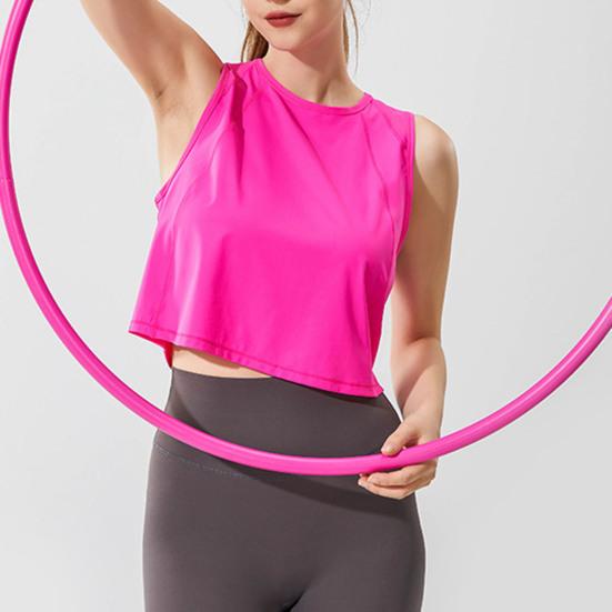 Женский спортивный жилет без рукавов, сплошной цвет, свободный круглый вырез