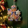 Patriotic Gift for Friends 250th Anniversary Christmas Ornament, Acrylic Hanging Decor Car Rear View Mirror Accessories with Eagle Santa Liberty Bell,
