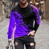 Hot Selling European and American Fashion Casual Long Sleeved T-shirt Round Neck Pullover 3D Digital Printed Men's Clothing
