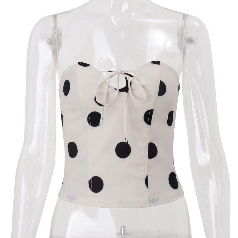 Cross-Border European and American Women's Clothing 2025 Autumn New Sexy Chest-Wrap Polka Dot Design Tight-Fitting Short Inner Tank Top