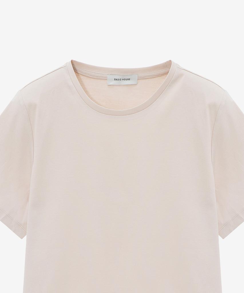 BASIC HOUSE Women'S Cotton Modal Crew Neck Short Sleeve T-Shirt Beige Lzts3212