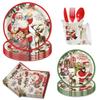 Thickened Party Dinnerware Set Santa Claus Print Paper Plate and Cups  Navidad