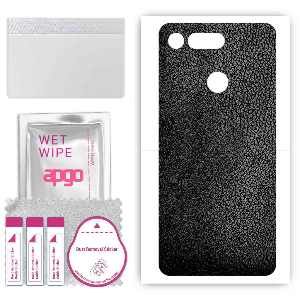 apgo Protective Skin Sticker for the Back Compatible with Honor View 20 Honor V20, Wrap Film, Foil, Vinyl - Pattern Black Leather
