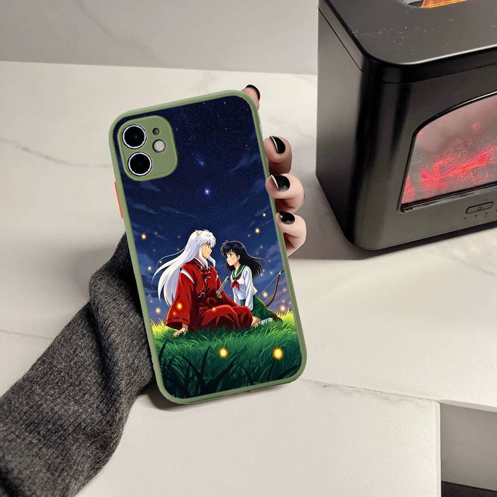 Amine I-Inuyasha Matte Transparent Phone Cover For iPhone Case 16 15 14 13 12 11 Pro Max X XS Max Plus