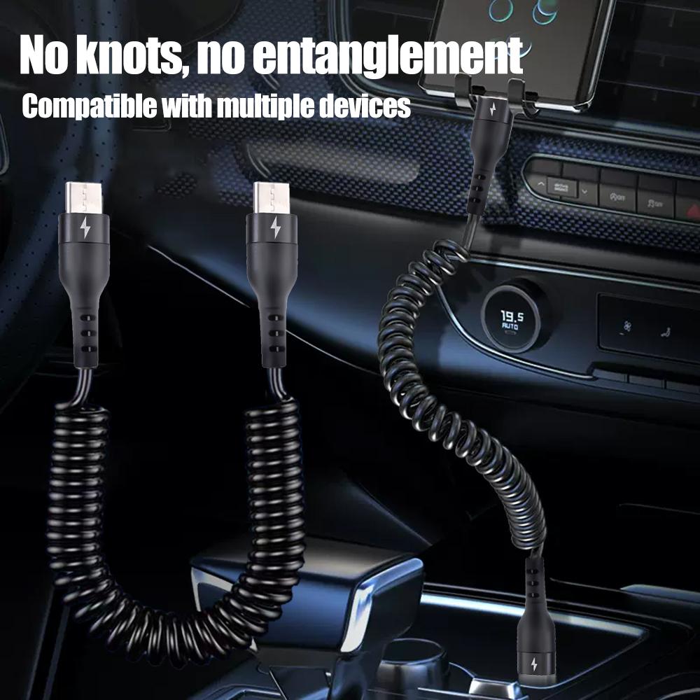 PD 60W быстрая зарядка пружинный USB C к Type C кабель для iPhone 15 Pro Max Samsung Xiaomi телефон автомобильное зарядное устройство кабели Type-C