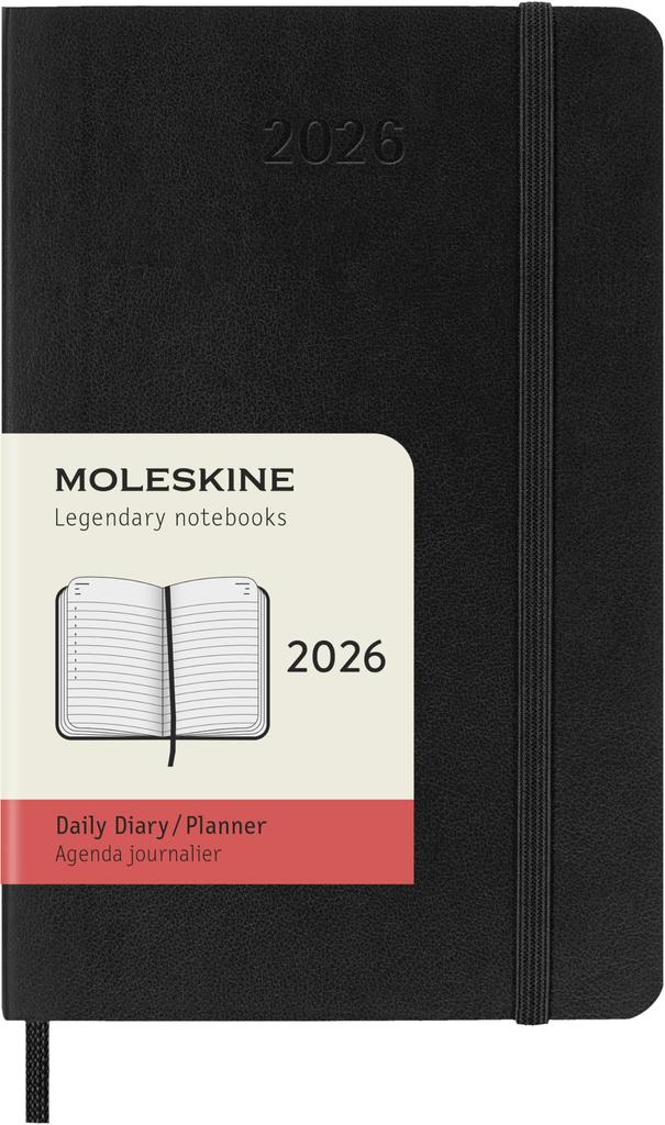 Moleskine 2026 Daily Pocket Size X Soft Starting In January Planner, 12-Month Diary, (9cm 14cm), Cover, Black, DSB12DC2Y26,