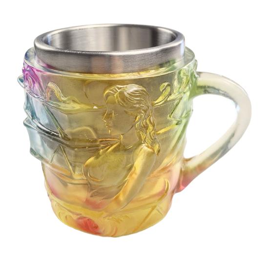 3D Расписанная кофейная кружка в виде стопки книг из смолы и нержавеющей стали с эргономичной ручкой и основанием, устойчивым к проливанию. Кружка для чтения