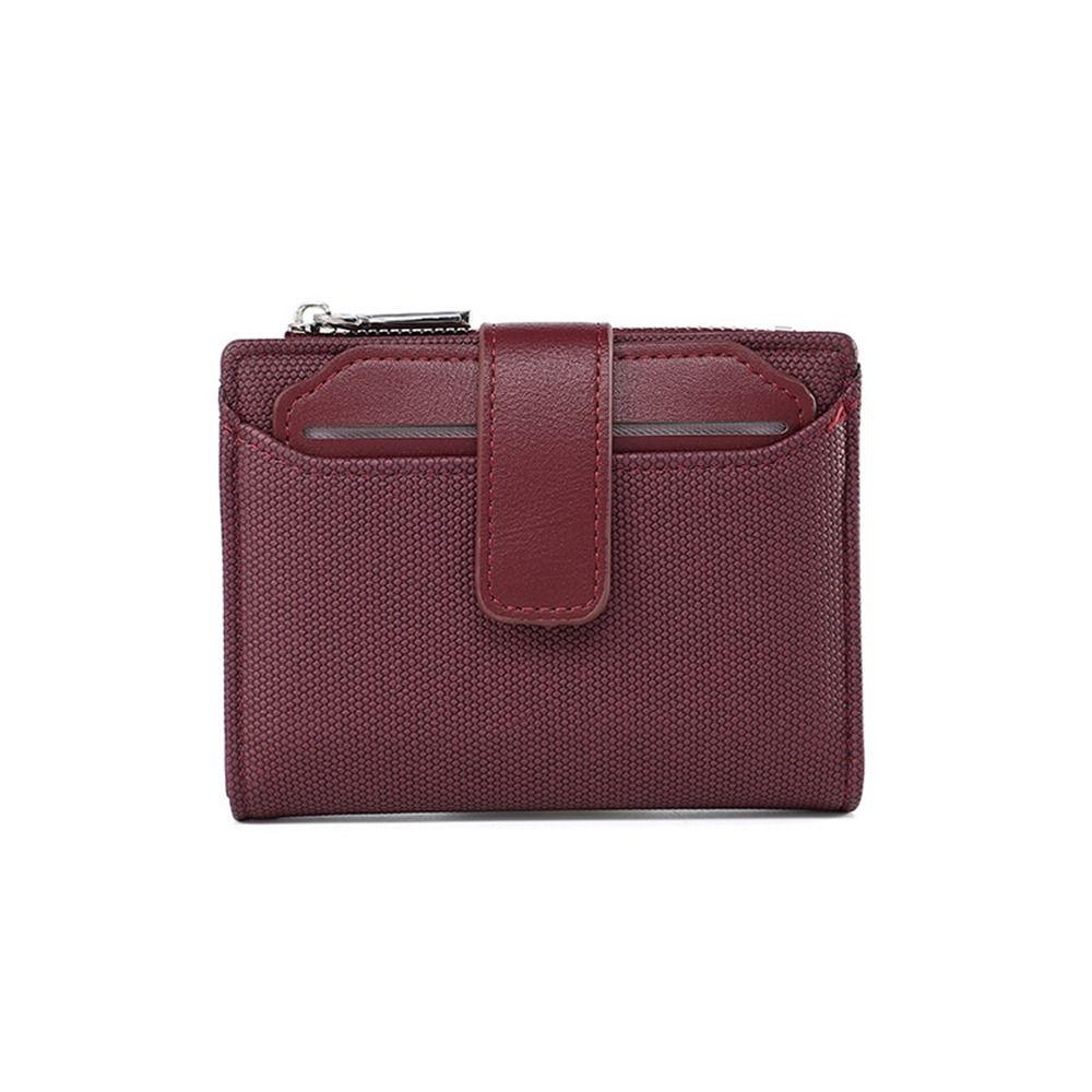 Fashionable Women's Folding Short Wallet PU Leather Zipper Coins Purses Solid Color Versatile Pouch Bag Card Holder