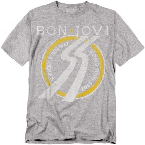 Bon Jovi Unisex Adult Slippery When Wet World Tour Heather T-Shirt
