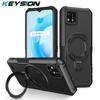 KEYSION Shockproof Case for Realme C20 C11 2021 C21Y C25Y C30 S Silicone+PC Ring Stand Phone Cover for OPPO Realme C12 C15 C25 S