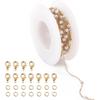 Pandahall Цепочки из нержавеющей стали с покрытием 14K золотом, 5 метров, цепочки для ожерелий с жемчугом, для изготовления украшений и золотые застежки-карабины, открытые кольца