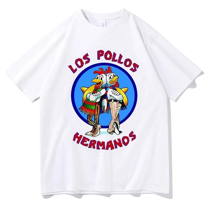 Los Pollos Herunisexos Graphic T Shirt Breaking Bad Vintage Tv Show Streetwear Unisex Oversized Short Sleeve Hip Hop Printed Tees