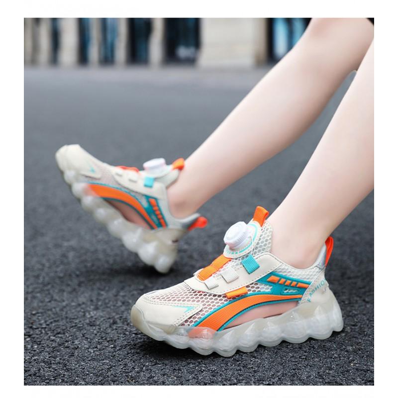 Boys Mesh Sneakers With Rotating Buckle Lightweight Breathable Casual Shoes Kids Fall