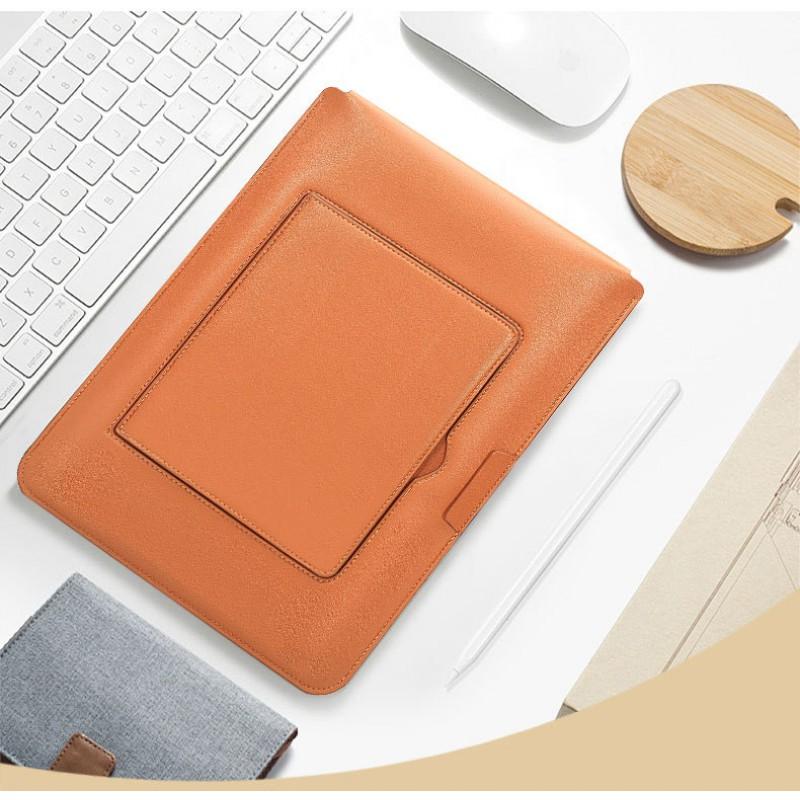 Slim Laptop Sleeve MacBook Air 13.6 Inch MateBook 14S PU Leather Inner Case With Stand Function Black Or Tan