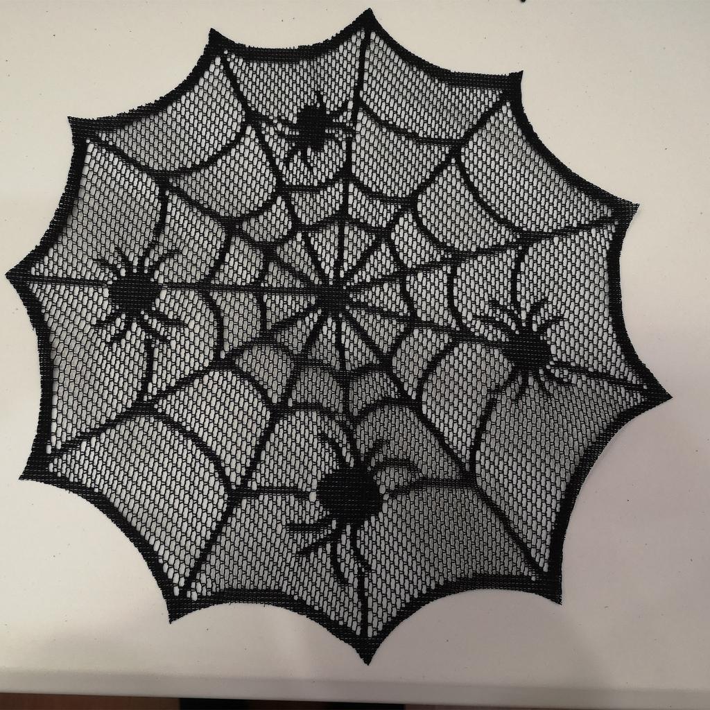 Elegant Spider Web Lace Doily Black Cobweb Table Topper Placemat for Romantic Home Decoration