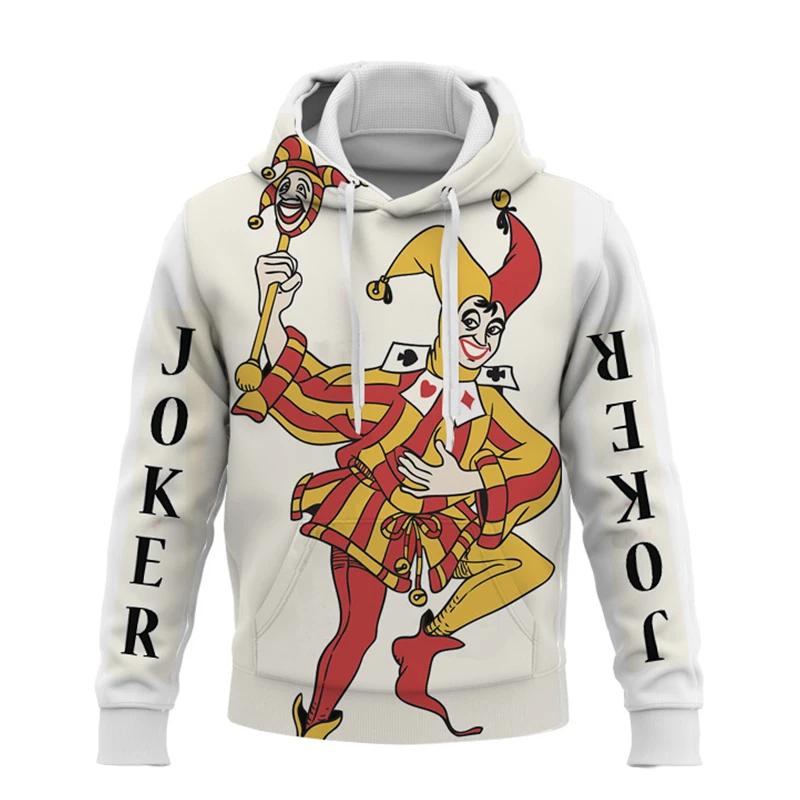 Игральные карты Покер KA Принт Толстовки Мужские/женские Смешные толстовки с капюшоном Мужская одежда Мальчики/девочки Harajuku Смешные куртки Пальто Топы