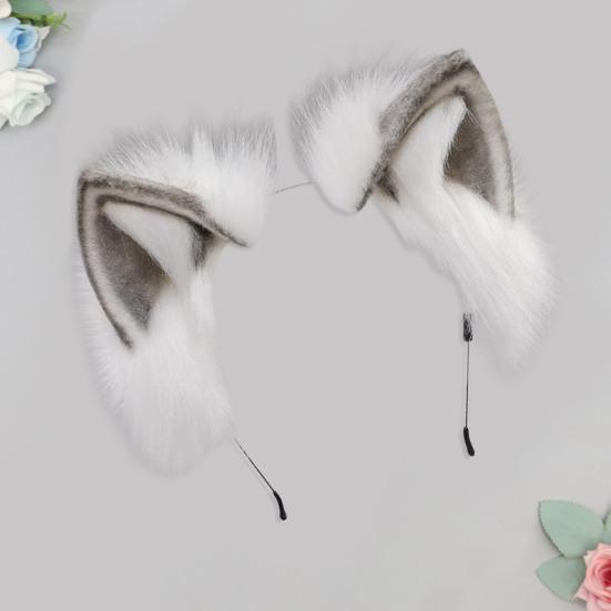 Повязка на голову из искусственного меха лисы с кошачьими ушками в плюшевом стиле для ролевых игр, переодевания, ручной работы, повязка на голову, реквизит для косплея