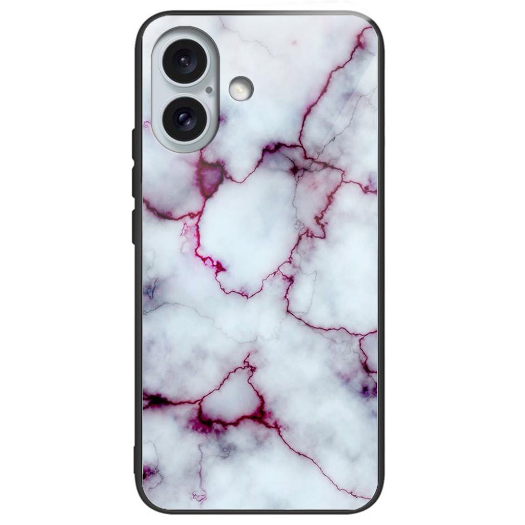 For iPhone 16 Plus Case Pattern Printing Tempered Glass+TPU Phone Cover