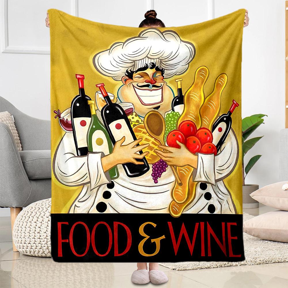 Chef Wine Blanket Ultra-Soft Suitable for Seaside Couch Chair Four Seasons Multipurpose Warmthful Decor Perfect Gift for Relatives and Friends