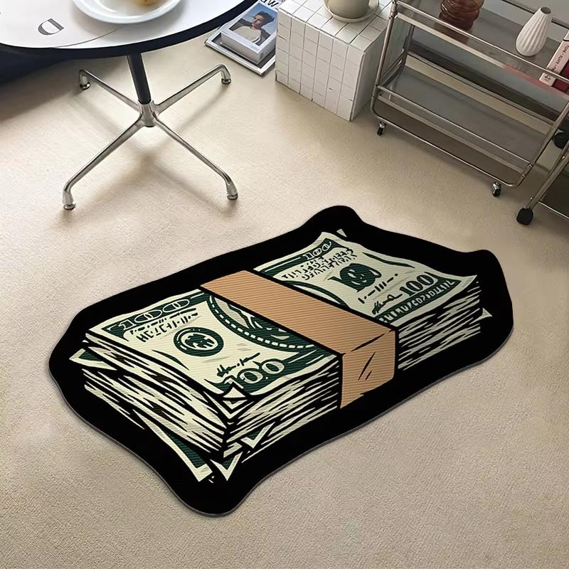 Trendy Printed US Dollar Note Floor Mat - Unique Design, Personalized, Anti-Slip, Home Decorative Carpet