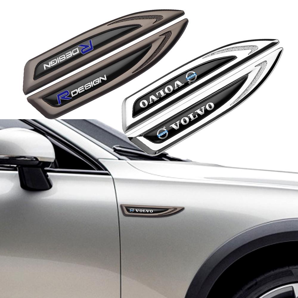 hkzh9 2PC Metal Blade Side Fender Sticker Auto Emblem Trim Decal Accessories For Volvo RDESIGN XC90 XC40 XC70 XC80 S60 S80 S90 V40 V60