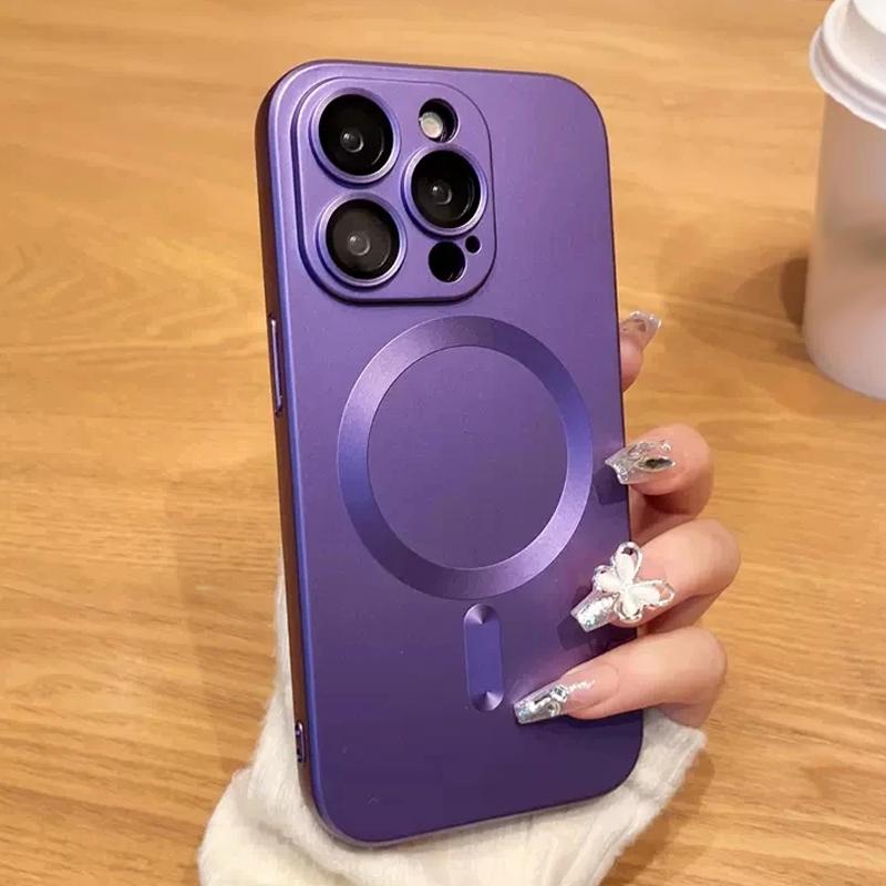 Роскошный чехол для беспроводной зарядки Magsafe для iPhone 16 15 14 13 12 11 Pro Max Plus, магнитный защитный чехол для объектива, противоударный матовый чехол