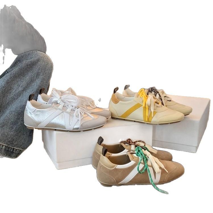 У Су Иньинь такие же круглые шнурки-мандаринки, цветные плоские повседневные туфли, спортивная обувь для женской моды, универсальная немецкая тренировочная