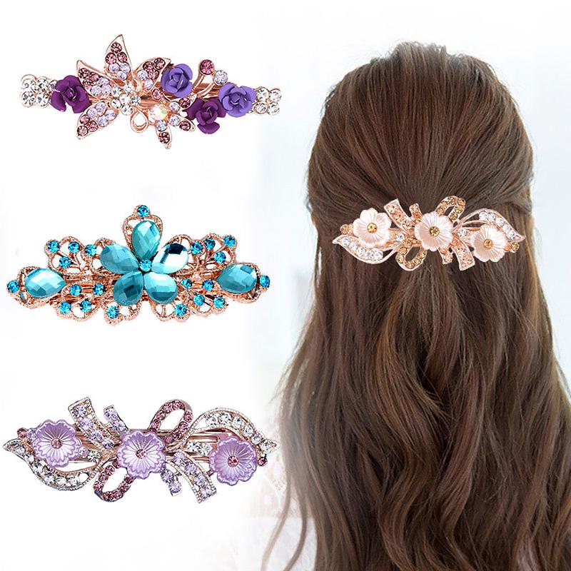 Women's Butterfly Rhinestone Crystal Hair Clip Barrette CDN