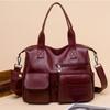 Soft Leather Handbag Female Vintage PU Shoulder Bag Multi-pocket Messenger Bag Shopping Lady Crossbody Bag Mommy Totes