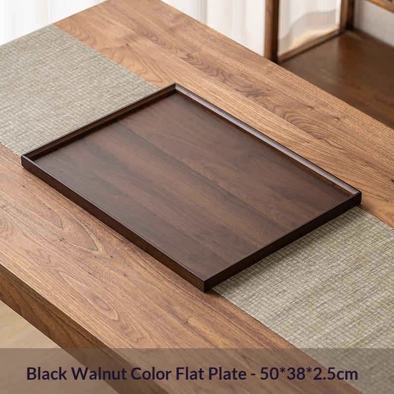 Multipurpose Rectangular Bamboo Serving Tray Natural Wooden Walnut Color Tray for Home Party Snack Drink Serving