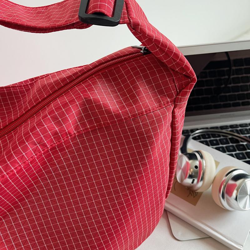Вместительная клетчатая холщовая сумка женская легкая сумка через плечо кроссбоди сумка-пельмень