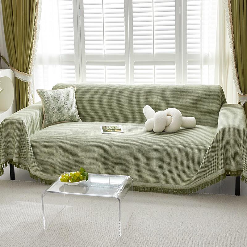 OEING Waffle Knit All-Season Sofa Cover Throw