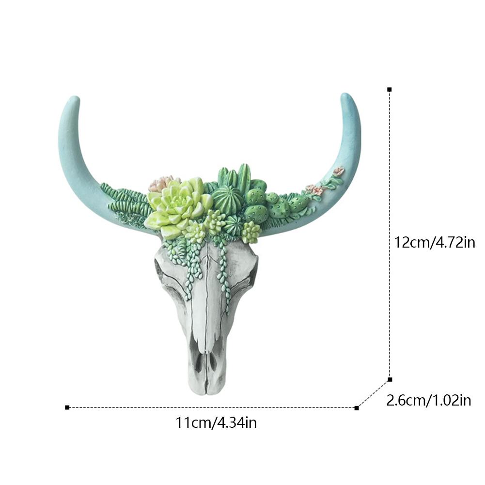 Настенный кулон в виде черепа коровы, суккуленты/цветок, роза, смола, белый бык, голова, фигурки животных, поделки, украшения для дома и сада