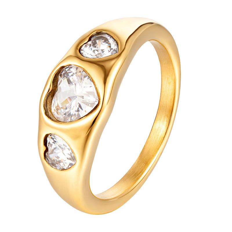 Кольцо с бриллиантом из циркона 'Любовь', женское, нишевое, высококлассное, кольцо 'легкая роскошь', ювелирное изделие с гальваническим покрытием из титановой стали