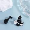 Breastpin Black Cat Enamel Pin Purring Kitten Beating Note Brooch Cool Piano Cat Badge  Gift