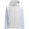 Adidas Куртка-реглан с длинным рукавом и капюшоном на молнии с цветными блоками, светло-серая, унисекс JJ1303